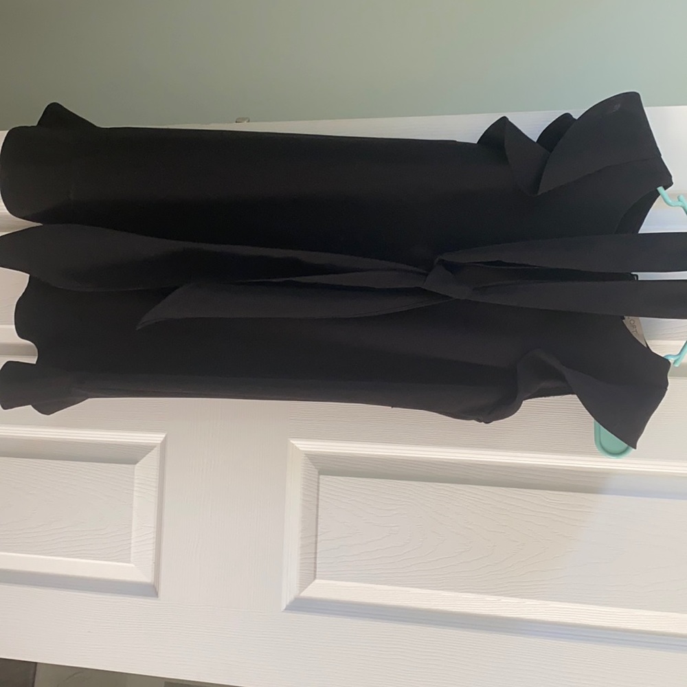 Black ruffle sleeve mini dress